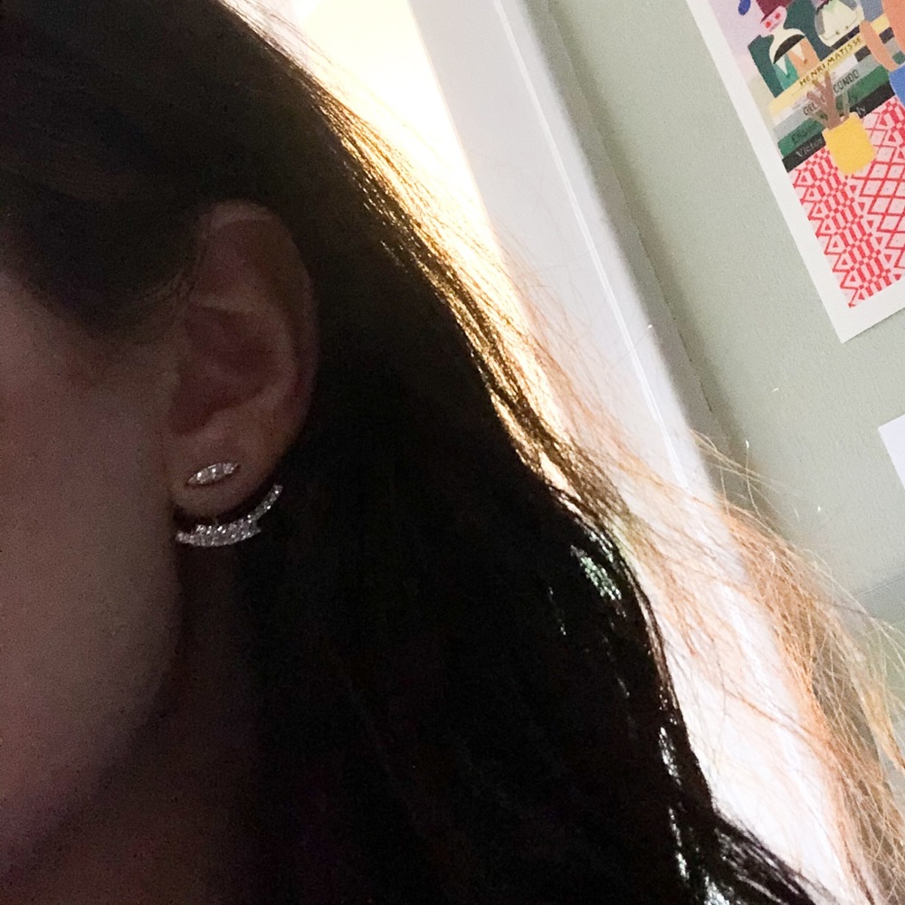 Dainty Rhinestone Front Back Layered Earrings - Picture 5 of 5